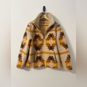 Faherty women’s quarter zip wool pullover Aztec western print L